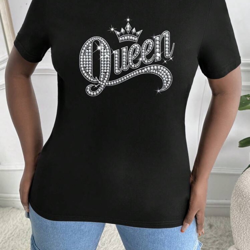 New Black 'Queen' Graphic T-Shirt Size M - Picture 4 of 11